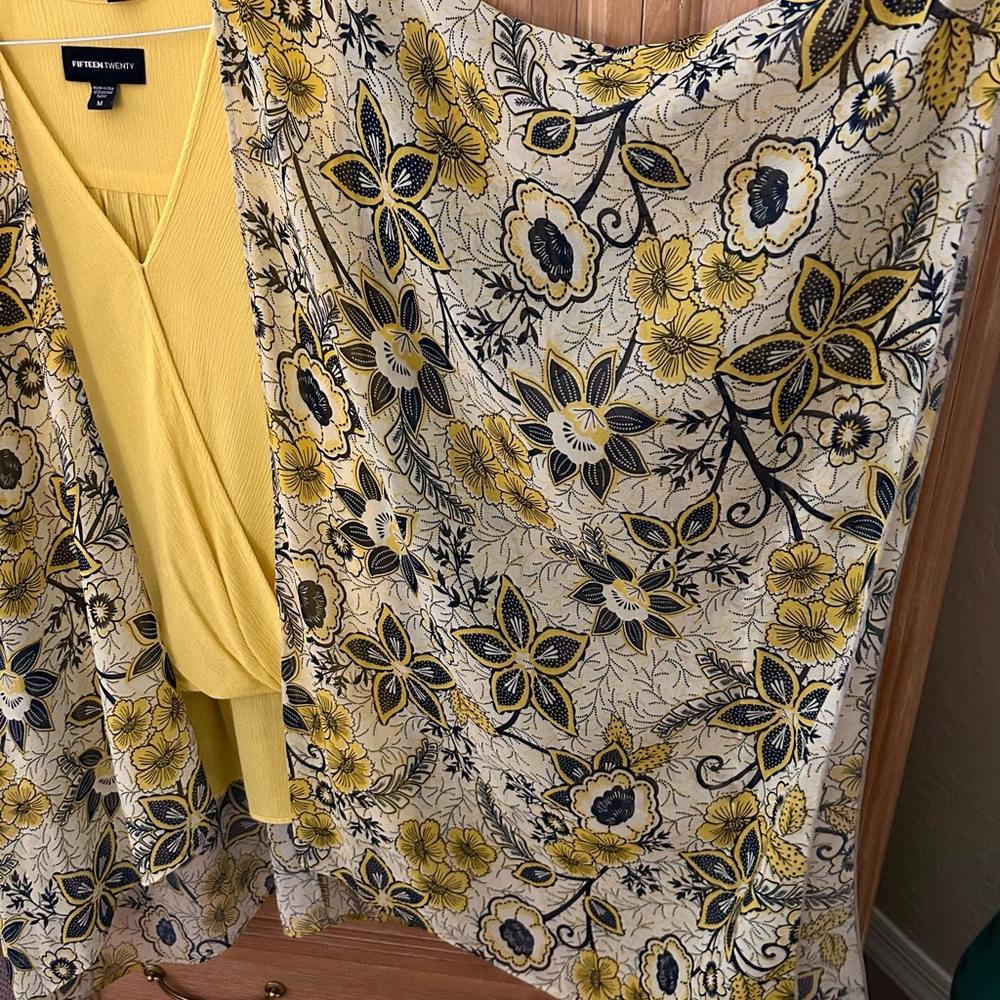 Floral Yellow and Blue Kimono